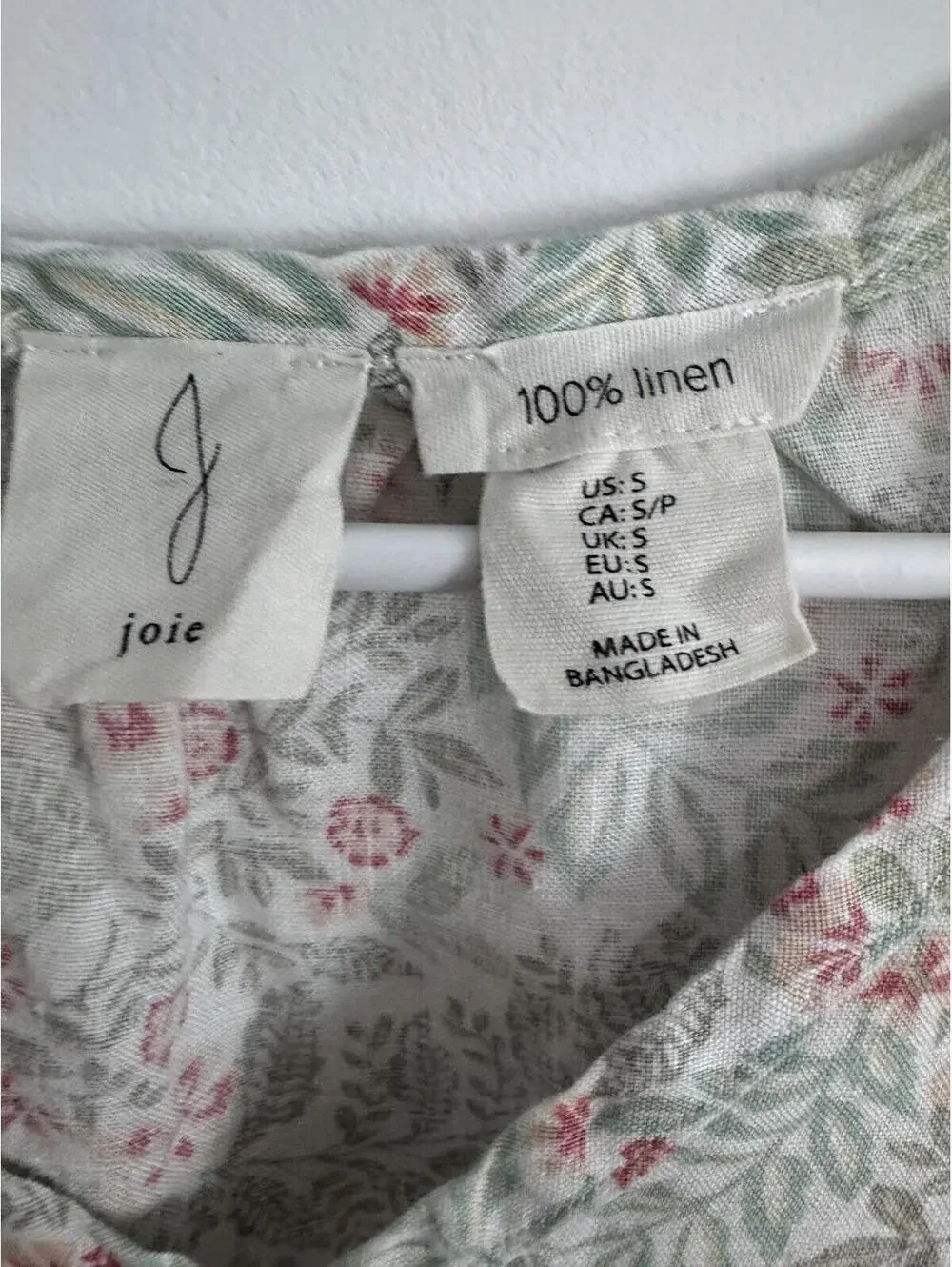 Joie 100% Linen Floral Tiered Mini Dress Women’s Size S Cottagecore